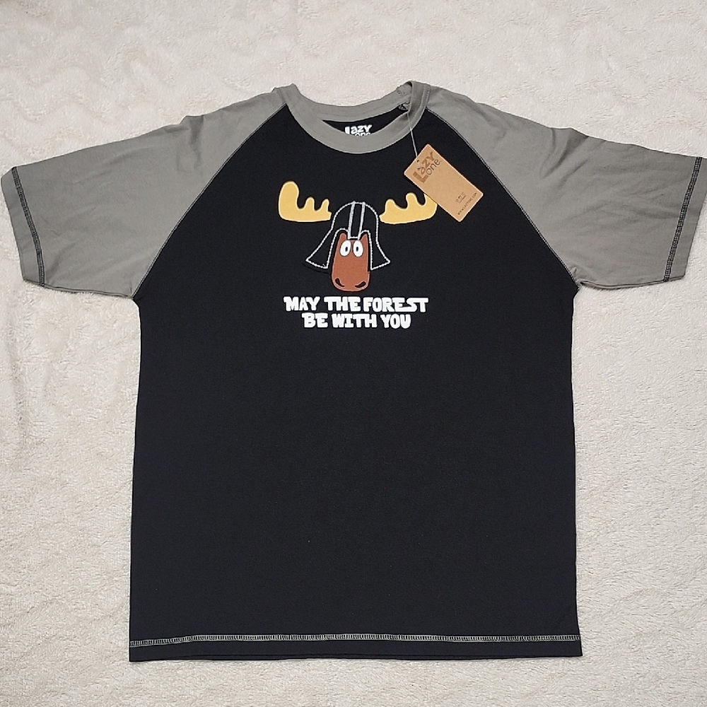 NWT Lazy One Men's Short Sleeve Graphic Sleep Tee Large Forest Be With You